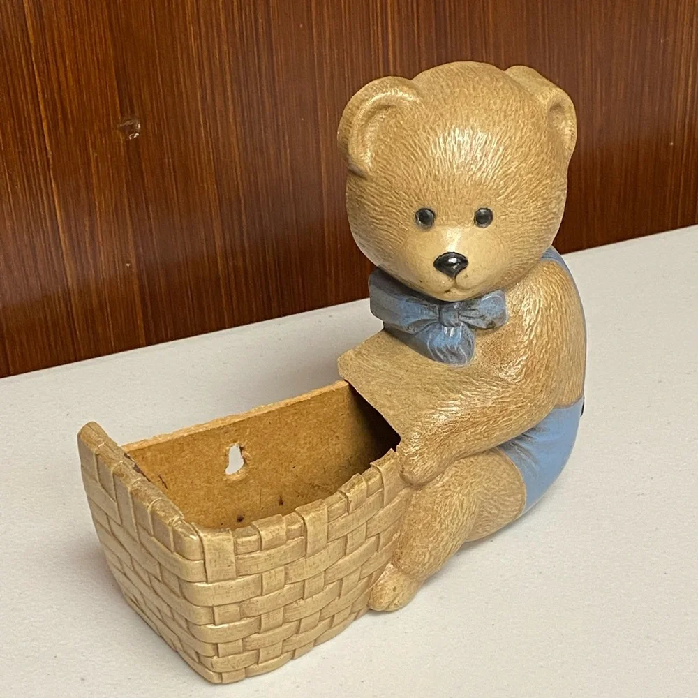 Vintage Homco Teddy Bear Wall Pocket Planter